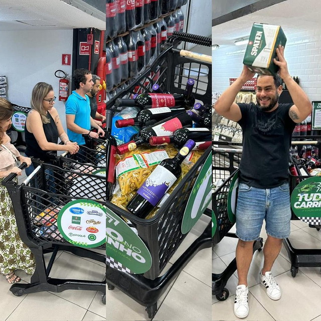 Clientes de supermercado em Salvador são desafiados a encher carro de compra em 1 minuto; confira