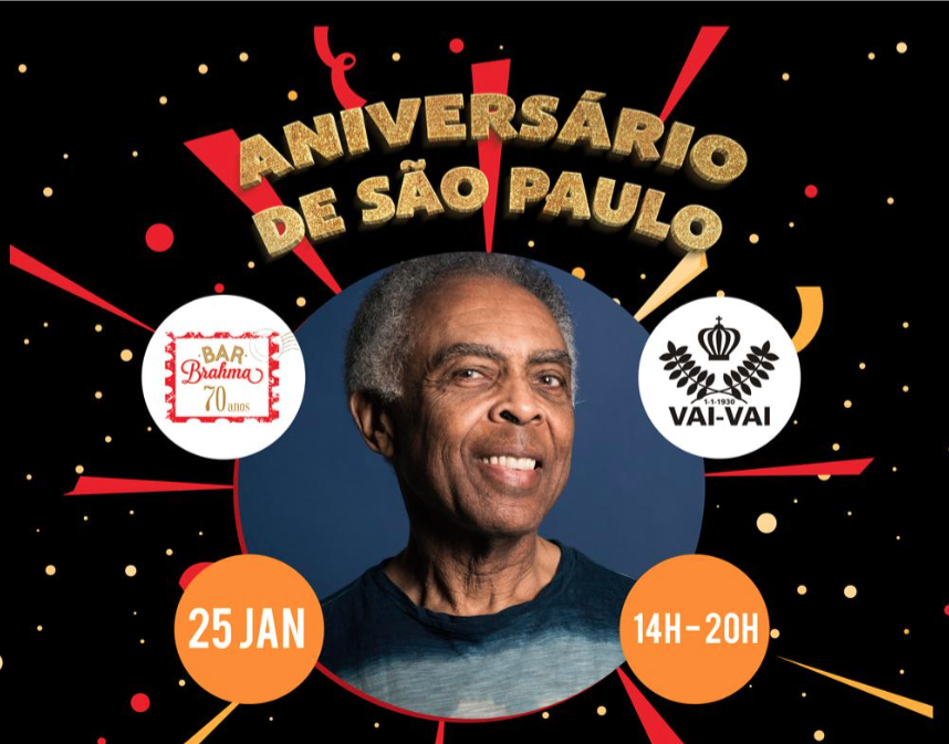 Gilberto Gil celebra aniversário de São Paulo no Bar Brahma