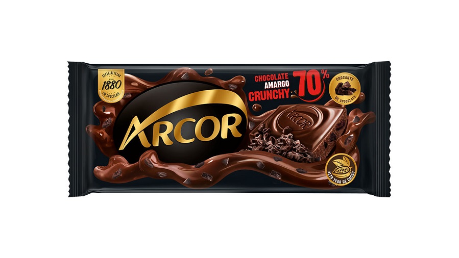 Arcor lança chocolate amargo 70% cacau Crunchy