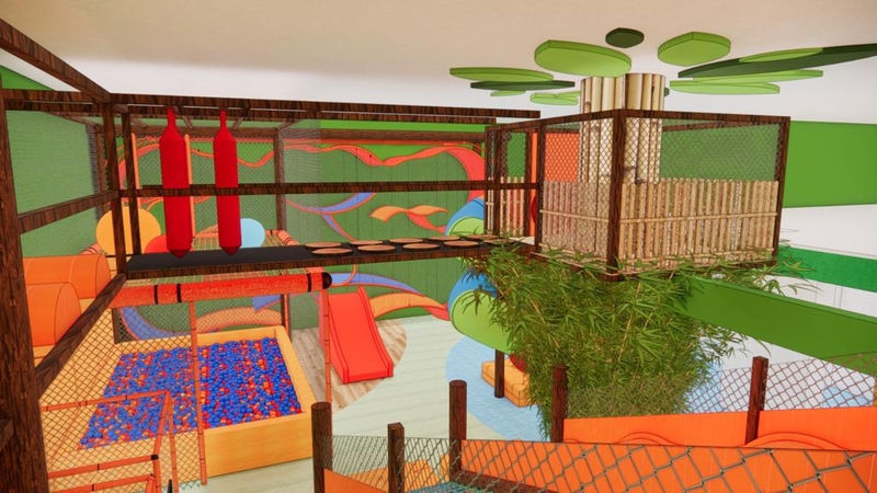 Salvador ganha casa de festas infantis em shopping com decoração inspirada no bambuzal do aeroporto