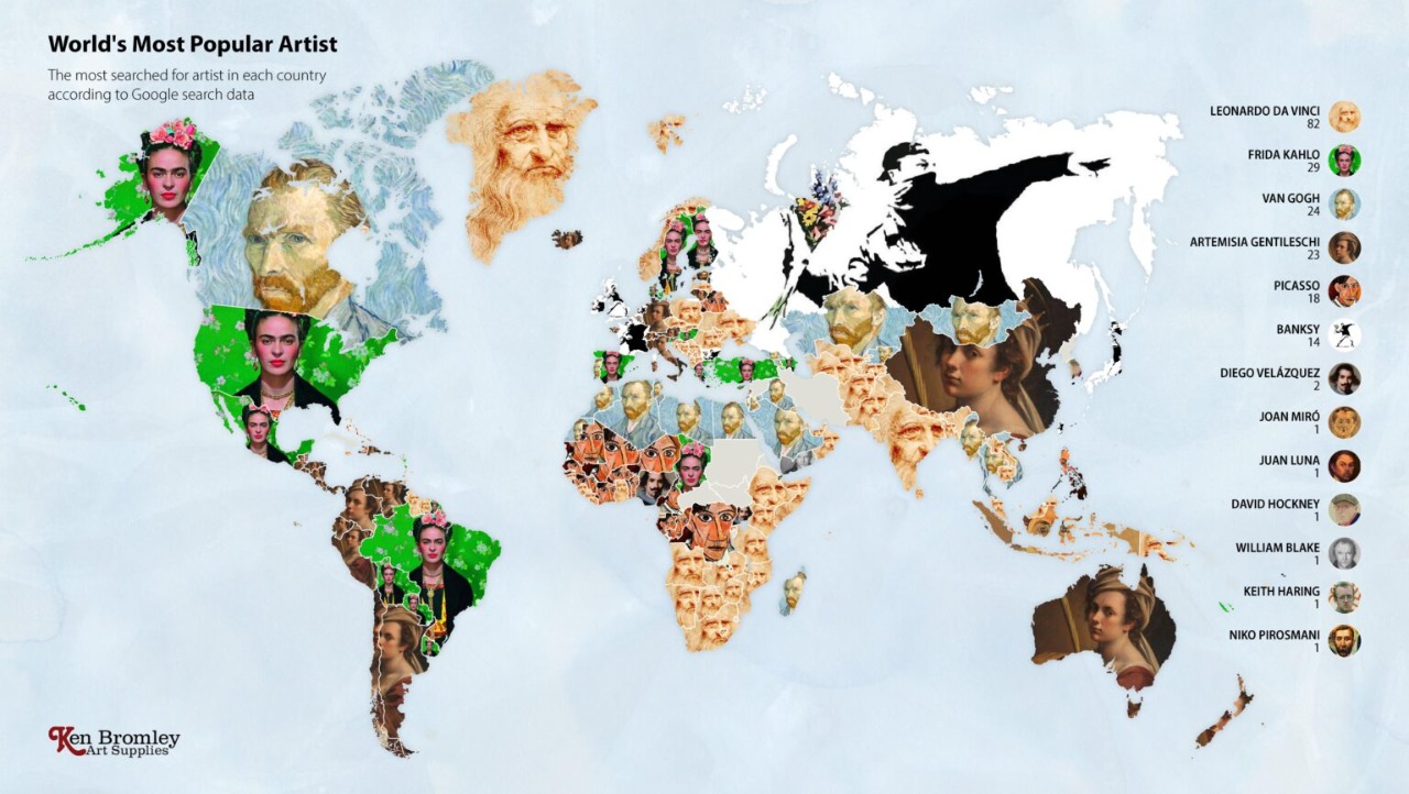 Blog britânico cria o mapa-múndi da arte usando dados do Google
