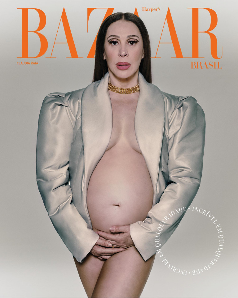 Grávida de 4 meses, Claudia Raia estrela capa e editorial de moda da Bazaar Brasil