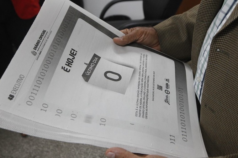 Diário Oficial da Bahia passa a ser veiculado apenas em versão digital a partir desta terça (21)