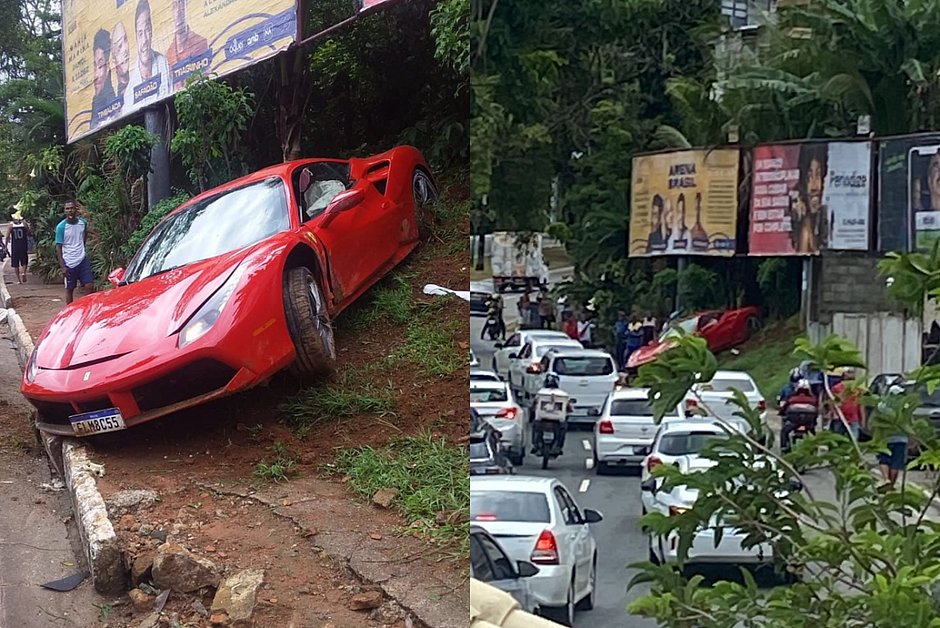 Motorista de Ferrari sofre acidente na região do Vale do Canela, em Salvador