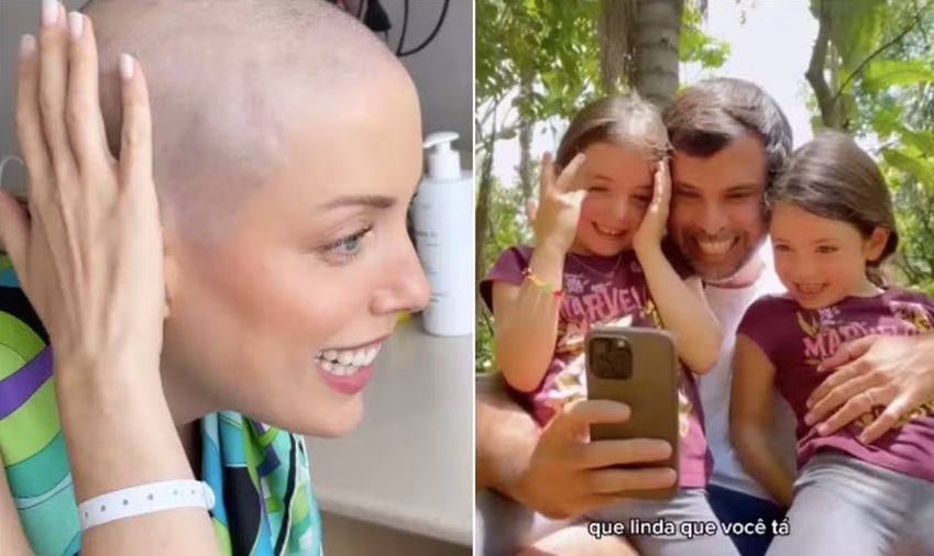 Filhas de Fabiana Justus reagem ao verem a mãe sem cabelo pela primeira vez; confira