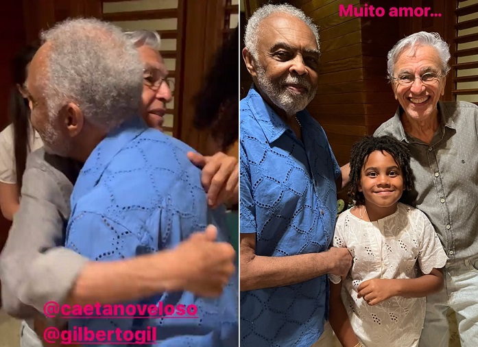 Regina Casé compartilha registros de encontro entre Caetano Veloso e Gilberto Gil na Bahia 