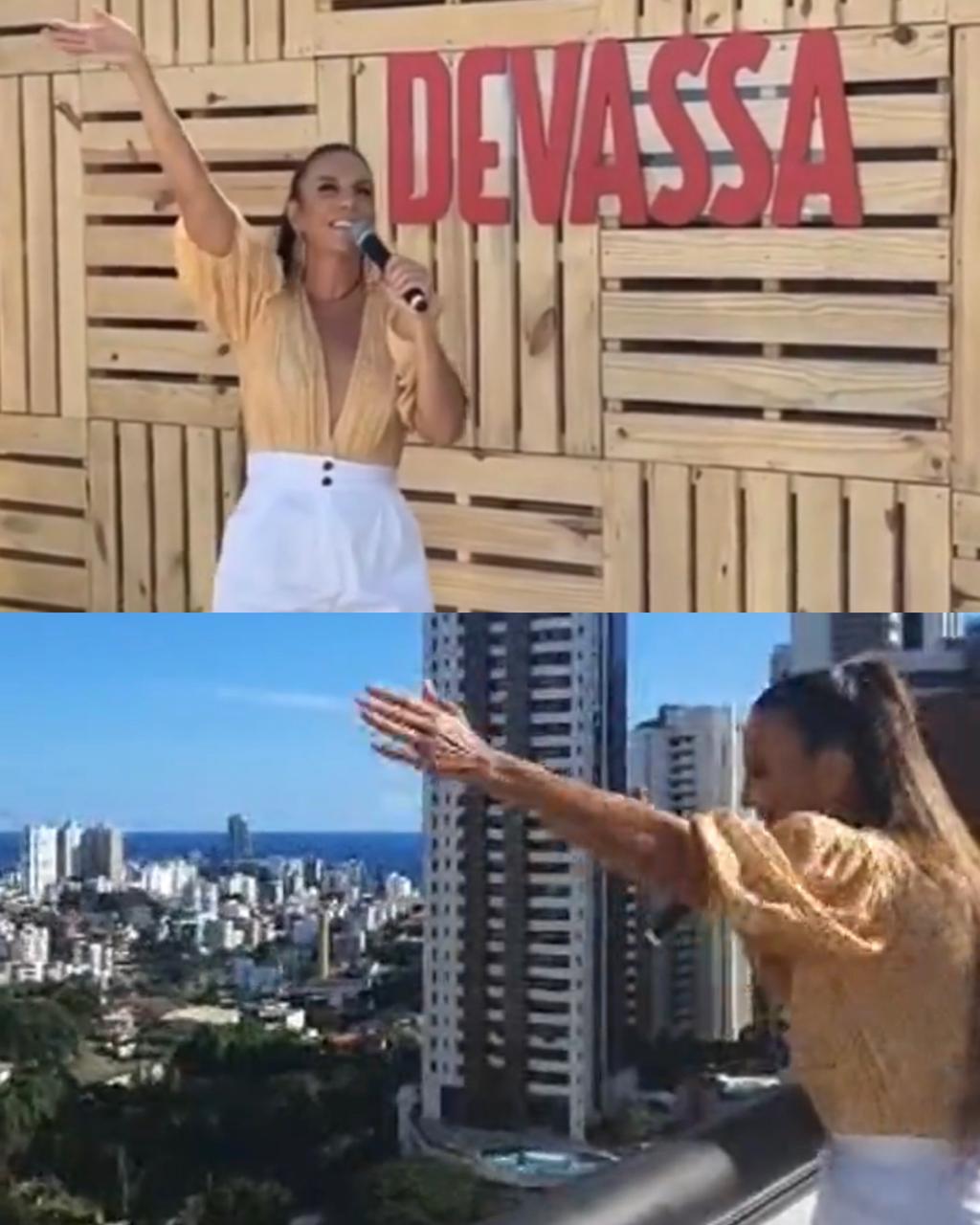 Ivete Sangalo faz show surpresa na cobertura de edifício no Horto Florestal 