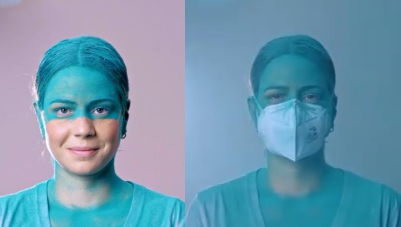  Leandra Leal mostra eficácia da máscara como barreira física para vírus