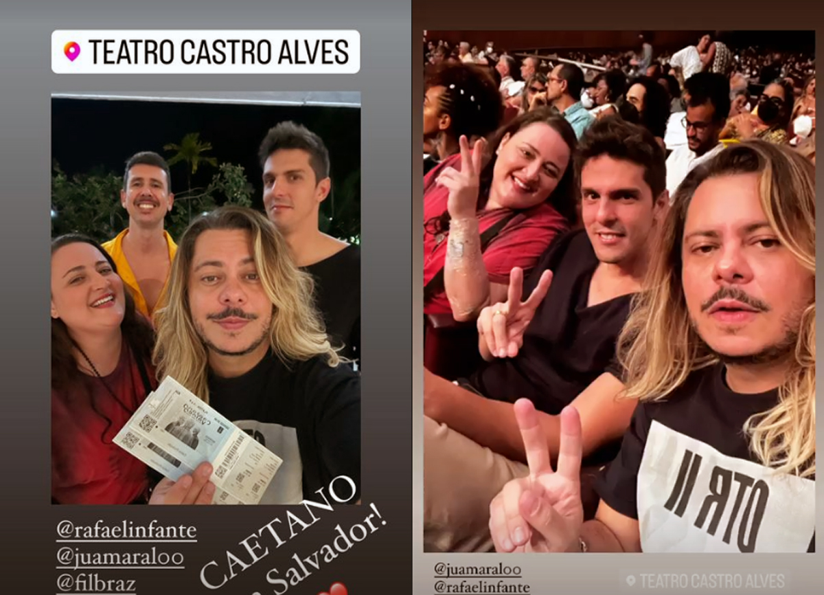 Marcus Majella e irmã de Paulo Gustavo circulam por Salvador e curtem show de Caetano