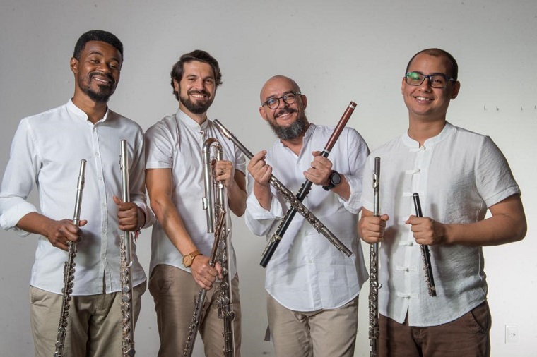 Quarteto de Flautas da Bahia se apresenta no Santo Antônio Além do Carmo