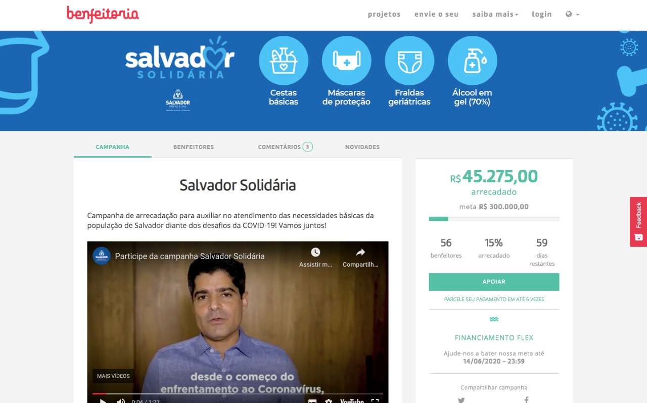 Plataforma online cria rede solidária de doações contra pandemia