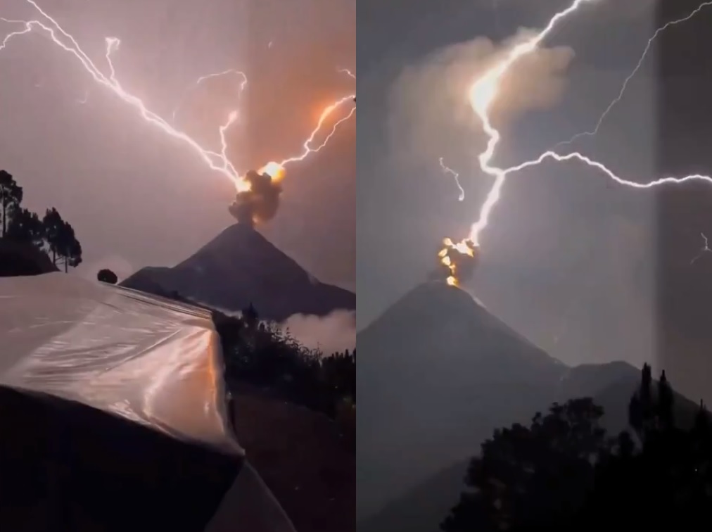 Tempestade de raios atinge vulcão em erupção na Guatemala; veja o vídeo