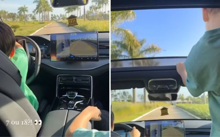 Esposa de Gusttavo Lima posta vídeo do filho de 7 anos dirigindo carro