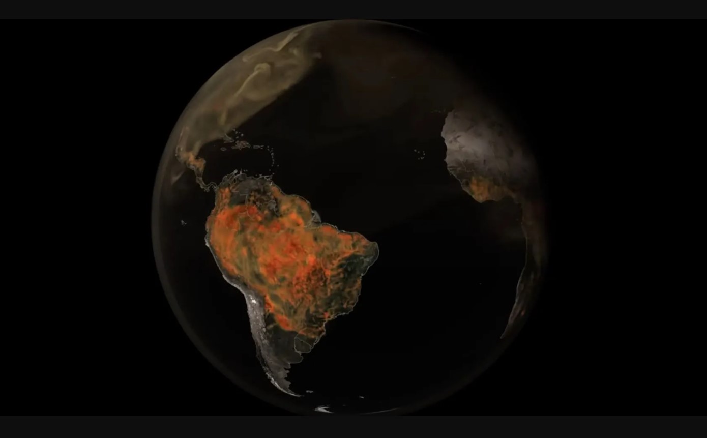 Nasa registra nuvem de gás poluente se movendo sobre a Terra