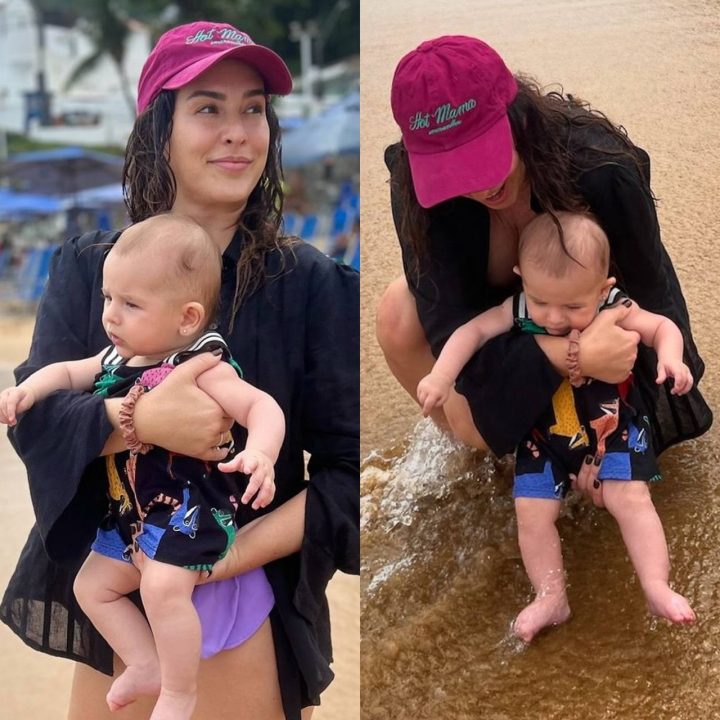 Filha de Fernanda Paes Leme vê o mar pela primeira vez em Salvador