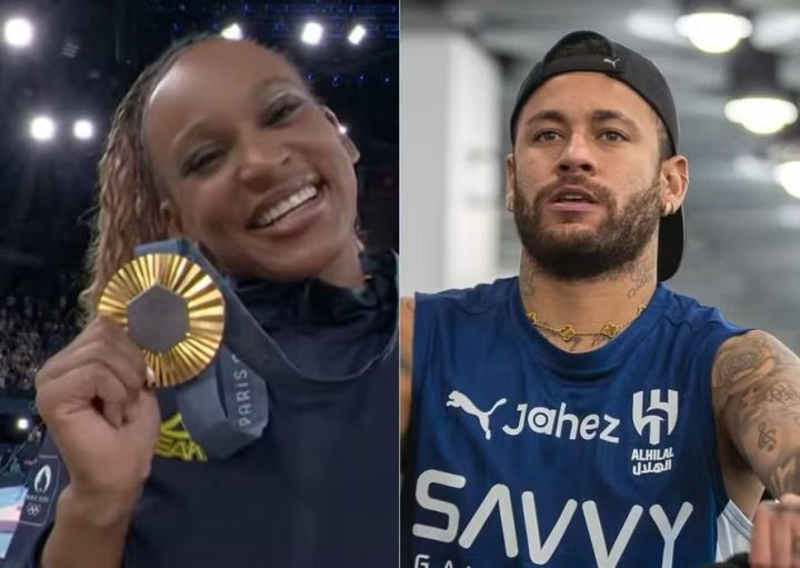Neymar vibra com ouro de Rebeca Andrade nas Olimpíadas e pede que ginasta ‘continue’