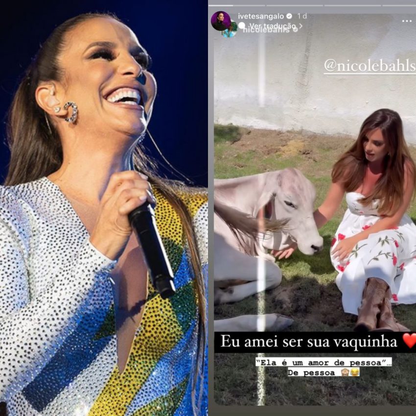 Nicole Bahls batiza vaca em homenagem a Ivete Sangalo e cantora reage: ‘Ser a vaca nunca foi tão hype’