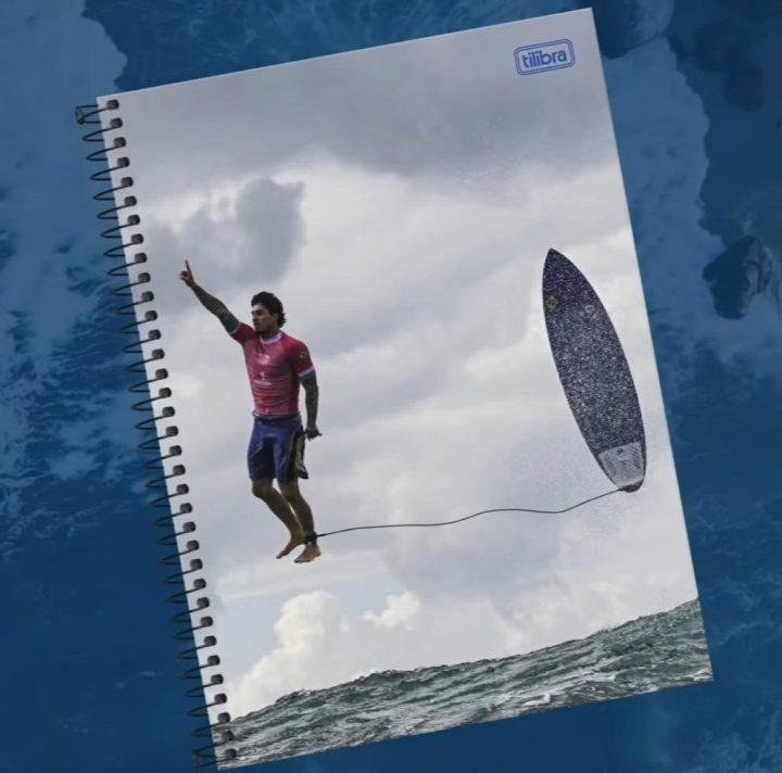 Foto viral de Gabriel Medina nas Olimpíadas vira capa de caderno de marca brasileira