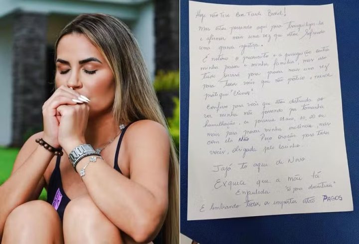Deolane Bezerra publica carta escrita à mão após ser presa: ‘Grande injustiça’