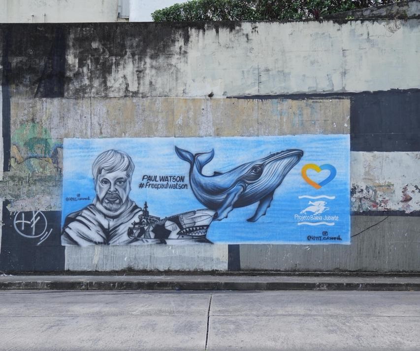 ‘Mural da Liberdade’: Salvador ganha arte em defesa das baleias e de justiça para ativista