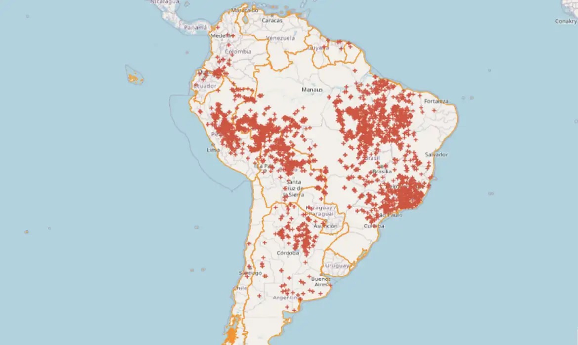 Brasil concentra 71,9% das queimadas na América do Sul nas últimas 48h