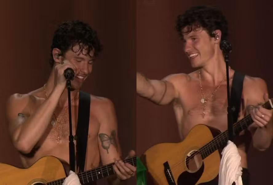 Pela 1ª vez sem camisa no palco, Shawn Mendes agita internautas no Rock in Rio; veja reações