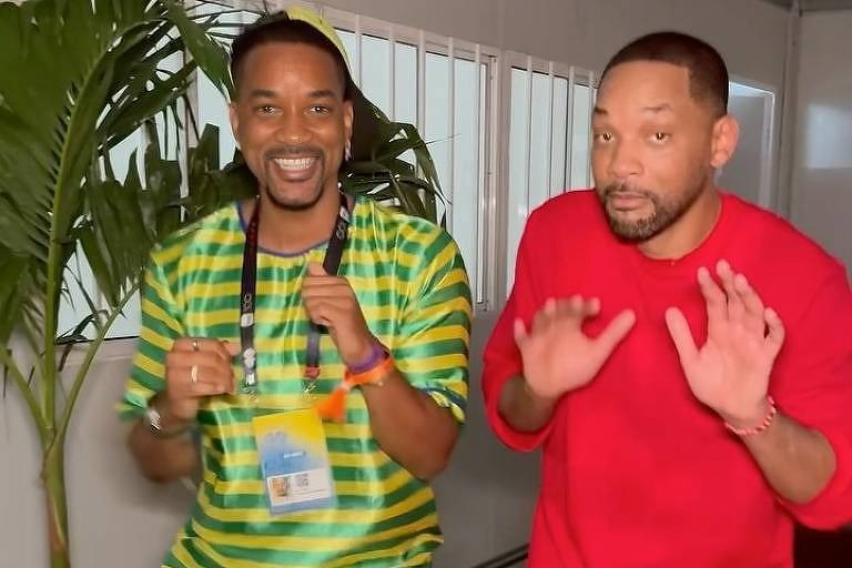 Sósia baiano de Will Smith viraliza ao dançar e gravar programa com ator durante Rock in Rio; veja vídeo