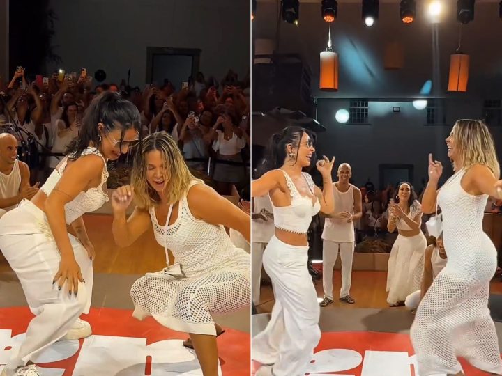 Carla Perez e Scheila Carvalho dançam juntas em show de Xanddy Harmonia em Salvador e relembram sucesso dos anos 90; veja vídeo