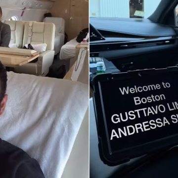 Gusttavo Lima mostra viagem de jatinho com Andressa Suita: ‘Da roça para Harvard’