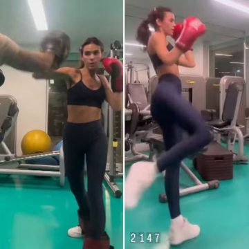 Vai encarar? Bruna Marquezine dá muitos chutes e socos em aula de luta; assista