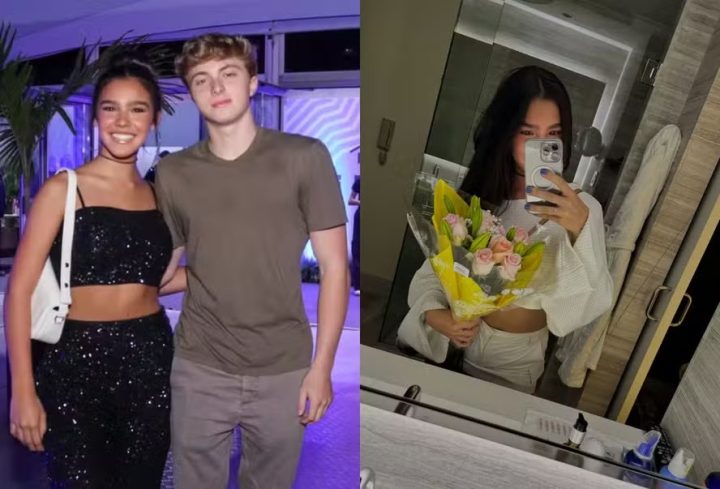 Namorada ganha flores de Benício Huck durante jantar romântico em viagem aos EUA