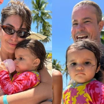 Fernanda Paes Leme e Paulinho Vilhena curtem dia de praia em Costa do Sauipe; veja fotos