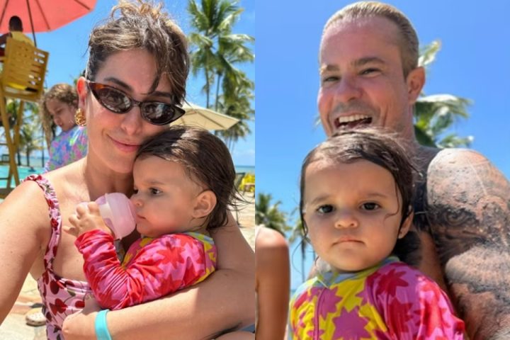 Fernanda Paes Leme e Paulinho Vilhena curtem dia de praia em Costa do Sauipe; veja fotos