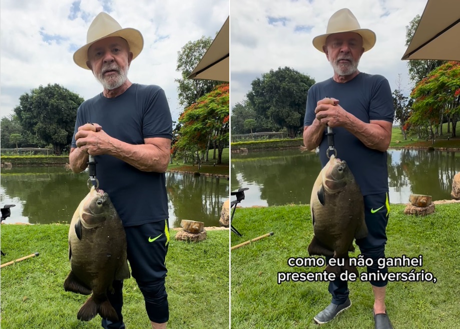 Na véspera do seu aniversário, Lula pesca peixe de 6kg: ‘Meu presente’