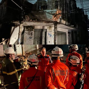 Casarão desaba na Baixa dos Sapateiros e famílias de imóveis vizinhos são evacuadas