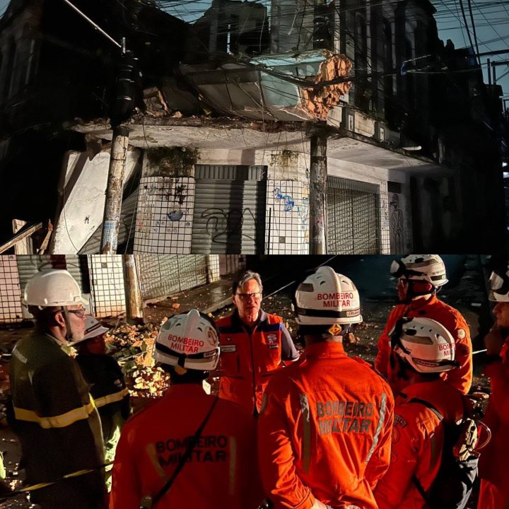 Casarão desaba na Baixa dos Sapateiros e famílias de imóveis vizinhos são evacuadas