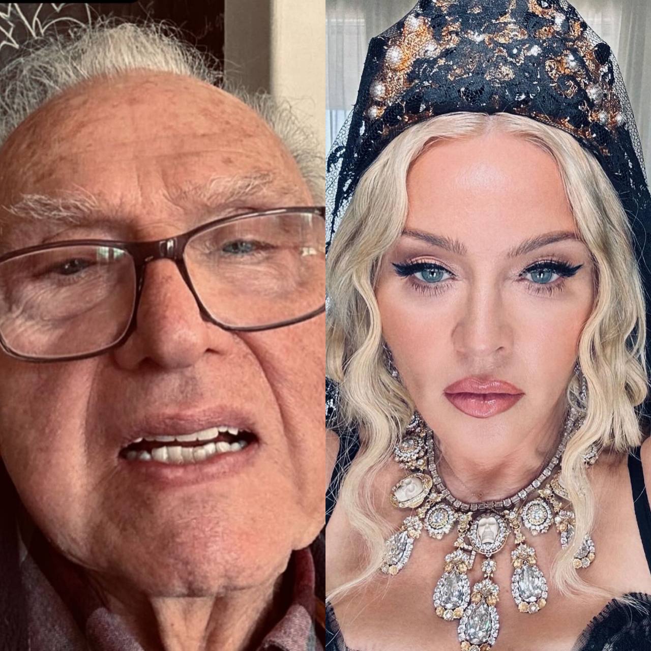 Madonna compartilha primeira selfie do pai aos 94 anos e se declara: ‘Tão fofo’