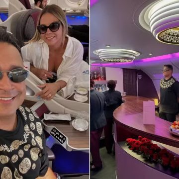 Carla Perez e Xanddy voltam ao Brasil na primeira classe de avião luxuoso após férias na Tailândia