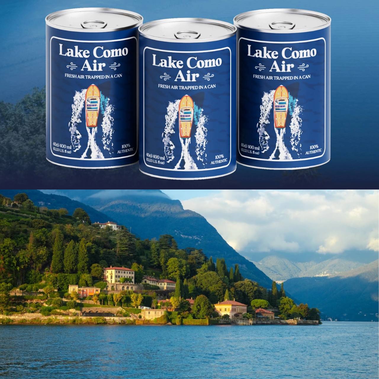 Empresa italiana vende ‘ar fresco’ do Lago di Como por R$ 60