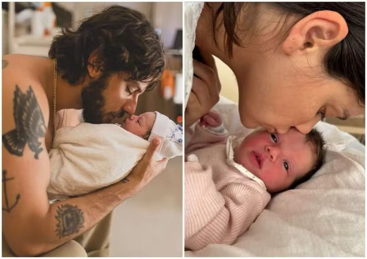 Irmã de Chay Suede se derrete ao conhecer sobrinha caçula