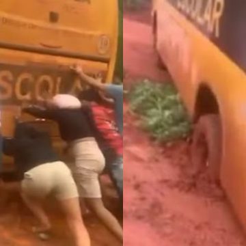 VÍDEO: Jovens empurram ônibus atolado para chegar ao local de prova do Enem