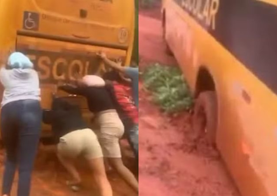 VÍDEO: Jovens empurram ônibus atolado para chegar ao local de prova do Enem