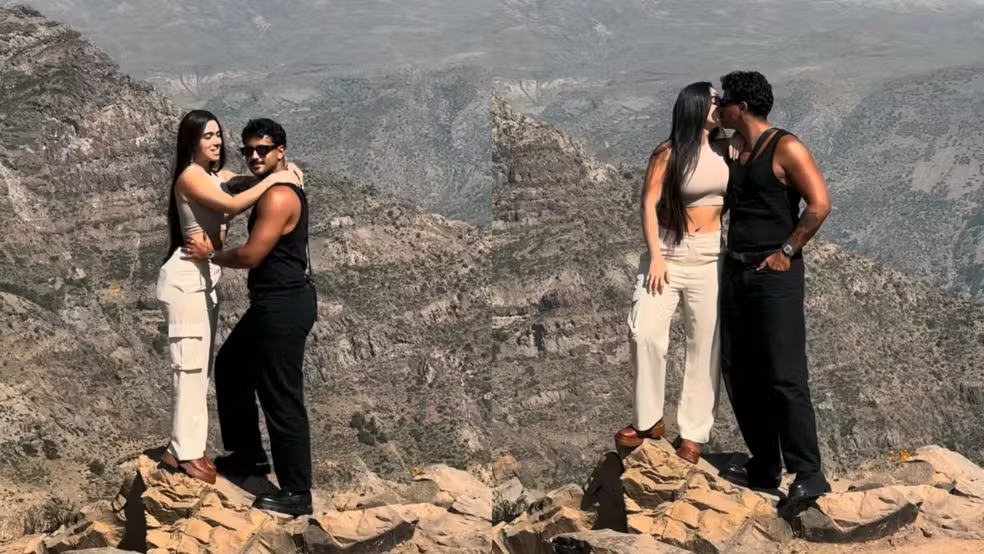 Ex-BBBs Lucas Pizane e Giovanna Lima curtem passeio romântico na Cordilheira dos Andes; veja fotos