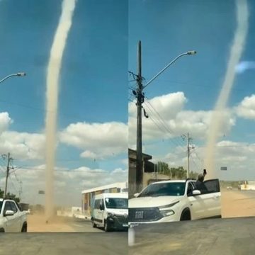 Redemoinho de poeira assusta moradores de Capim Grosso, no norte da Bahia; veja vídeo