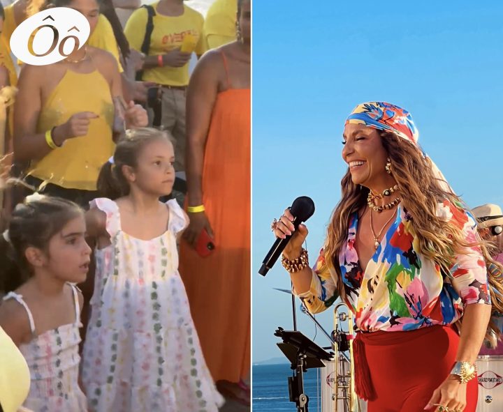 Filhas de Ivete Sangalo roubam a cena durante gravação de EP no Farol da Barra