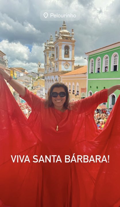 Regina Casé participa dos festejos de Santa Bárbara, em Salvador – Foto: Reprodução/Instagram