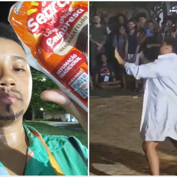 Mulher veste jaleco, dança ‘Calma, Calabreso’ e vence concurso de sósia de Davi Brito; vídeo