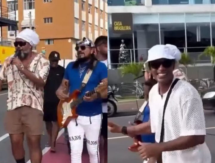 Arrastão improvisado na Barra diverte com sósias de ícones do Carnaval; assista