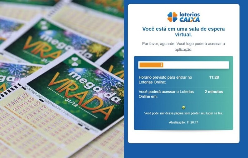 Mega da Virada: Site das Loterias Caixa registra intensa fila de espera nesta segunda-feira (30)