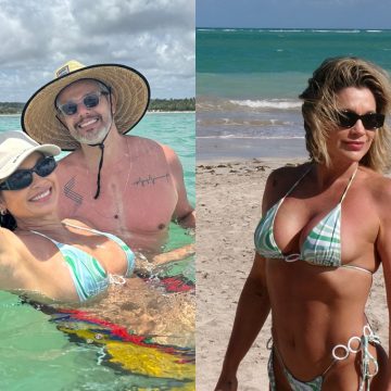 Flávia Alessandra curte última praia do ano com Otaviano Costa, em Alagoas; veja fotos